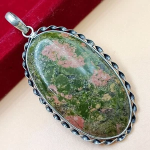 Gorgeous Unakite Gemstone 925 Sterling Silver Plated Handmade Pendant Jewelry - Picture 1 of 3