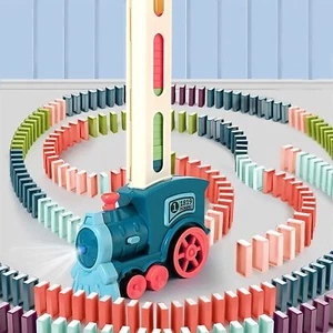 Kids Electric Domino Train Automatic Laying Dominoes Brick Car Blocks Toy Set US - Picture 1 of 8