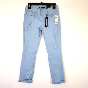 Dollhouse Charley Distressed Ankle Denim Jeans Powder Blue Ripped Cuffed Size 7 - Picture 1 of 10