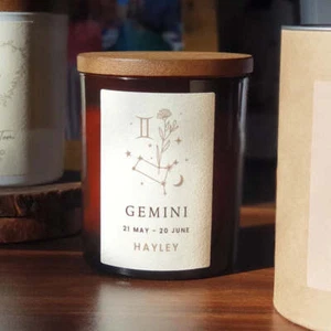 Gemini Custom Zodiac Candle – Perfect Birthday Gift - Picture 1 of 9