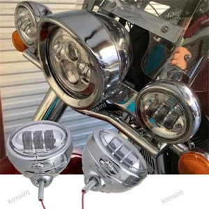 Pair 4.5Inch LED Passing Lights Fog Spot lamp + Housing for Motorcycle 4-1/2" - Foto 1 di 15