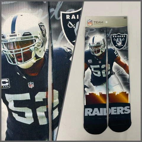 Men's KHALIL MACK Oakland Raiders Player Photo SOCKS Stocking Stuffer Gift - M Cover