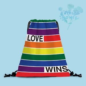 Love Wins Backpack LGBT pride Festival Gay Rainbow Drawstring Bag Tote