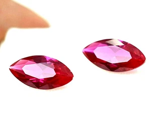 Natural 3.90 Ct Red Ruby Pair For Jewelry GGL Certified (12 x 5 mm) Treated Gem - Picture 1 of 4
