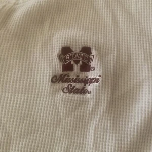 Mississippi State Bulldogs Womens 3/4 Sleeve Thermal Shirt White/Maroon XL - Picture 1 of 8