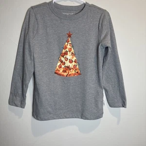 Crewcuts Pizza Christmas Tree Gray Long Sleeve Shirt Boys Size XXS 2/3 NWT - Picture 1 of 8