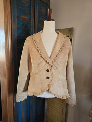 Blazer chaqueta con volantes y botones de gamuza sintética Faded Glory Y2K para mujer L vaquera boho Foto 1 de 4