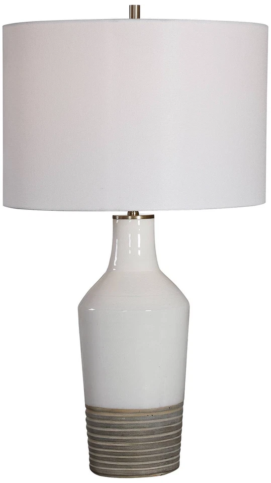 Lámpara de Mesa Moderna 26 1/2" Alto Blanco Terracota Cerámica Tambor Pantalla Salón Foto 1 de 1