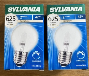 Sylvania Golf Ball Halogen Lamp 42W ES 625 Lumens Dimmable - Pack of 2 - Picture 1 of 6