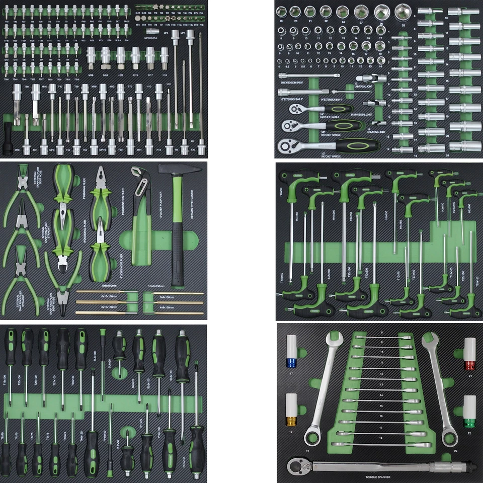 Werkstattwagen Einlagen Werkzeugeinlagen 520x400mm bestückt 6 Stück CR-V - Bild 1 von 4