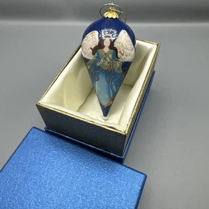 2019 Pier 1 Li Bien Glas Weihnachtsschmuck handbemalt Engel Träne Tropfenform - Bild 1 von 6