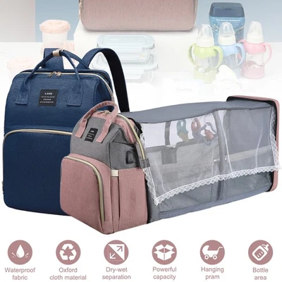 Mochila bolsa de pañales multifuncional para bebé 3 en 1 con cambiador almohadilla para pañales Foto 1 de 4