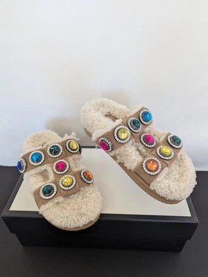 Sandalias Kurt Geiger London Orson Cristal Peluche Genuino Forradas de Piel de Oveja Talla 37 Foto 1 de 4
