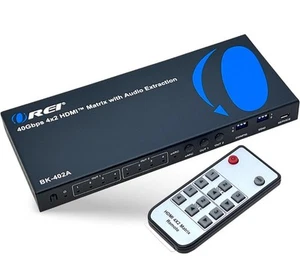 OREI 8K eARC HDMI Matrix Switch 4 X 2, Switcher with Audio Extractor BK-402A - Picture 1 of 8
