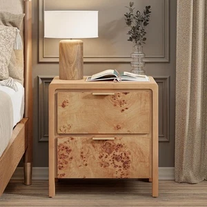 Lonyke Rustic Farmhouse Nightstand 2 Drawers CH00000607 - Picture 1 of 4