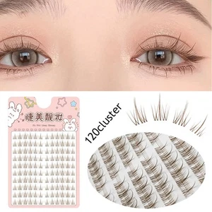Brown Segmented False Eyelashes 10 Rows 120 Clusters for Dramatic Look - Picture 1 of 13