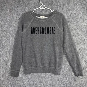 Abercrombie & Fitch Sweatshirt Womens Size M Gray Spell Out Casual Preppy y2k - Picture 1 of 9