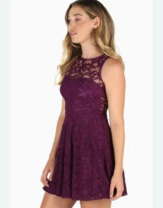 Black Milk size XS dress midnight purple Lace skater BNWT - Picture 1 of 5