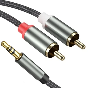 3.5mm to RCA Cable - 3.3FT 2 in 1 Aux Audio Adapter with Nylon Braided Y... - Picture 1 of 4