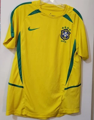 Vintage Brazil 2002-2003 Home Soccer Large Jersey Yellow Football Kit Shirt - Image 1 of 4