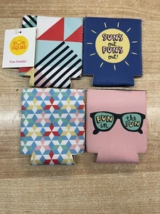 Sun Squad Can Cooler Koozie - Fun Assorted Set of 4 - Picture 1 of 1