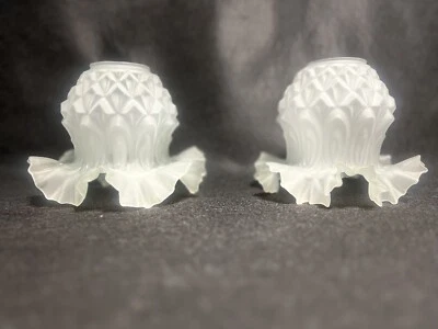 Rare Tulipe  ancienne en verre Dépoli pour lustre Lampe / État impeccable 👍 - Photo 1/4