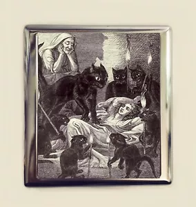 Portasigarette attacco gatto nero porta biglietti da visita porta documenti portafoglio vintage fiaba - Foto 1 di 4