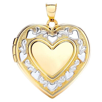 White & Yellow Heart Shape Locket with edge design, with presentation box - Image 1 of 4