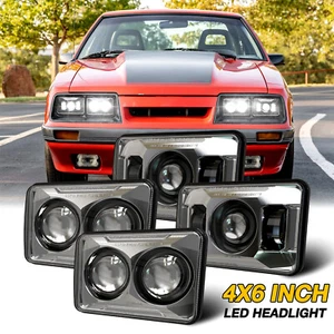 Faros LED cromados 4 piezas 4x6" proyector sellado alto/bajo para Ford Mustang 1979-1986 - Imagen 1 de 13