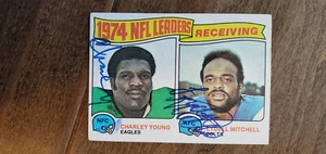 1975 TOPPS RECEIVING LEADERS CARD DUAL SIGNED CHARLEY YOUNG LYDELL MITCHELL # 3 - Picture 1 of 1