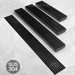 Rejilla de drenaje de ducha de piso de baño largo de gran tráfico negra para residuos de baño lineales NUEVO - Imagen 1 de 16