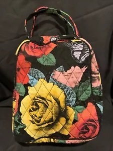 Vera Bradley Quilted Lunch Hilo Meadow Floral on Black Insulated Tote 9x7x4 - Picture 1 of 7