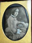 Daguerreotype Photo Portrait Of Moody Looking Young Lady Tinted Pinkish