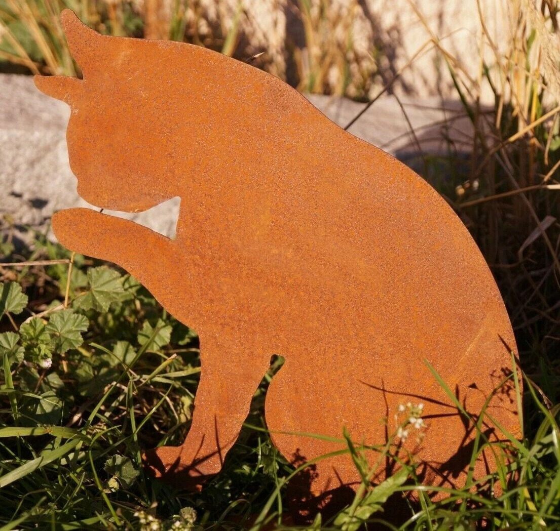Metall-Katzenzaun-Dekoration – Rostbraun, 40x17 Cm, Aus Eisen, Mit Schrauben Für Garten & Balkon