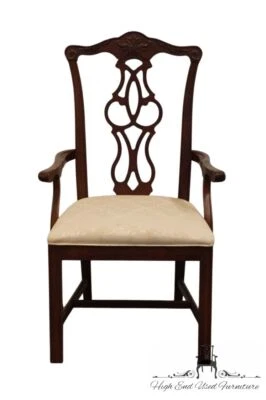 STANLEY FURNITURE Solid Cherry Traditional Chippendale Style Dining Arm Chair - Image 1 of 4