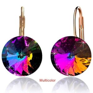 Fashion Gold Round Rainbow Dangle Drop Earring Valentine's Day Jewelry 
