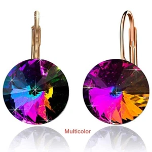 Fashion Gold Round Rainbow Dangle Drop Earring Valentine's Day Jewelry - Picture 1 of 4