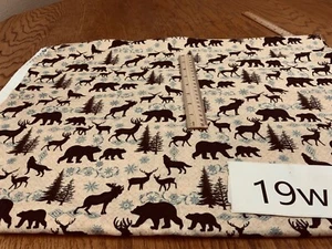 Benartex RUSTIC JOURNEY DEER MOOSE BEAR TREES P1651 PAINTED SKY - 1 2/3 YD - Picture 1 of 2