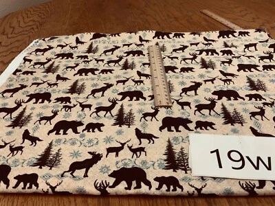 Benartex RUSTIC JOURNEY DEER MOOSE BEAR TREES P1651 PAINTED SKY - 1  2/3 YD - Image 1 of 2