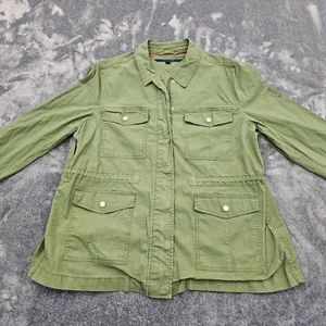 tommy hiilfiger light canvas Jacket womens XXL green pockets utility full zip - Picture 1 of 15