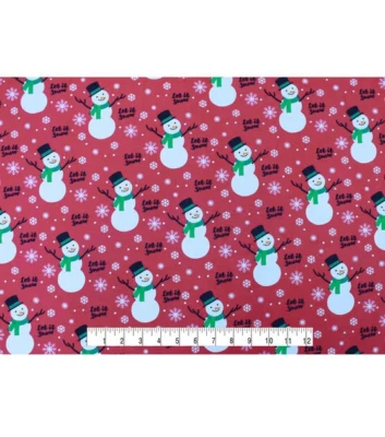 2  YDS UNCUT SUPER SNUGGLE FLANNEL FABRIC CUTE SNOWMAN JOANN NEW LET IT SNOW - Image 1 of 2