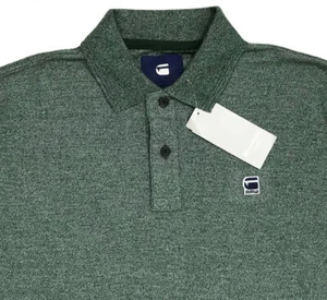Men's G-STAR / G RAW Heather Green Logo Cotton + Pique Polo Shirt XLarge XL NWT - Picture 1 of 5