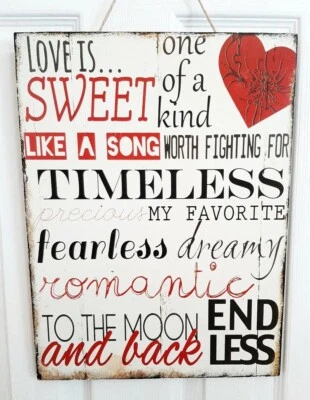 Love Is Kind, Patient, Never Fails Scrolled White 12x16 Rustic Wood Wall Plaque - Image 1 of 4