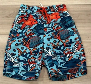 Boys Gap Swim Trunks Small (6/7) Quick Dry Drawstring Elastic Waist Fish Ocean - Picture 1 of 6