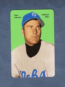 CHET JOHNSON, 1951 Oakland Oaks PCL | FIRST PRINTING LE color card Carl Aldana