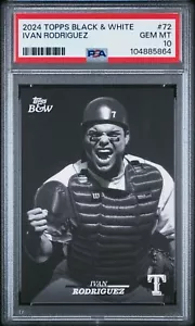2024 Topps Black and White IVAN RODRIGUEZ PSA 10 Gem Mint Texas Rangers HOF - Picture 1 of 2