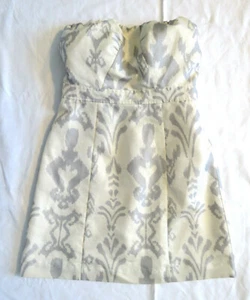 American Eagle Outfitters fitted Antique White Silver Gold Dress Sz 4 EXC - Picture 1 of 8