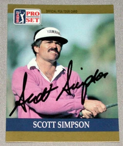 Original 1990 Pro Set PGA Scott Simpson Signed Golf Card - Imagen 1 de 1