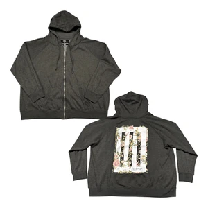 Paramore Felpa con Cappuccio Donna Taglie Forti 3X Grigio Full Zip Felpa Barre Rose Tasche - Foto 1 di 8