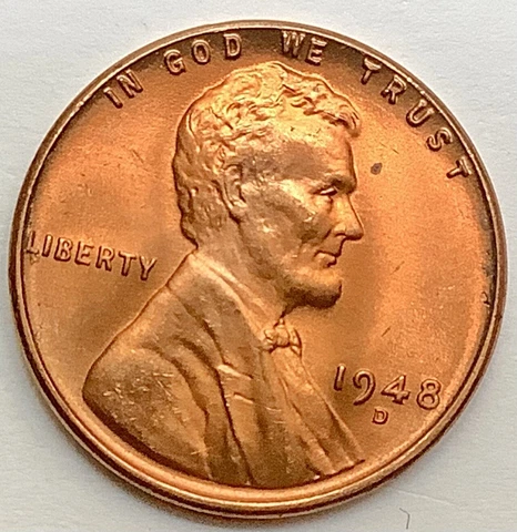 1948 D  Uncirculated BU Red RD - Lincoln Wheat Cent ~ A851 Cover
